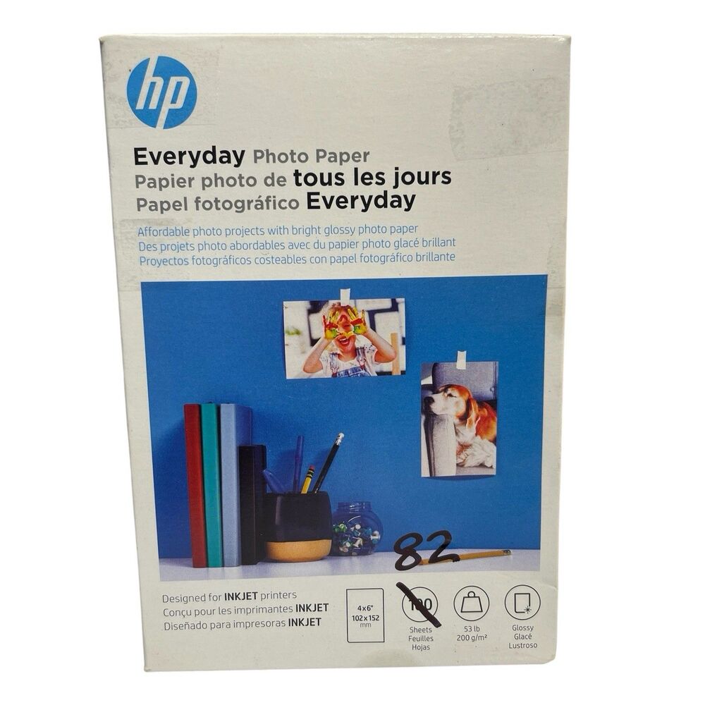 HP Everyday 4x6 Photo Paper Glossy 82-Sheets All Inkjet Printers, Used